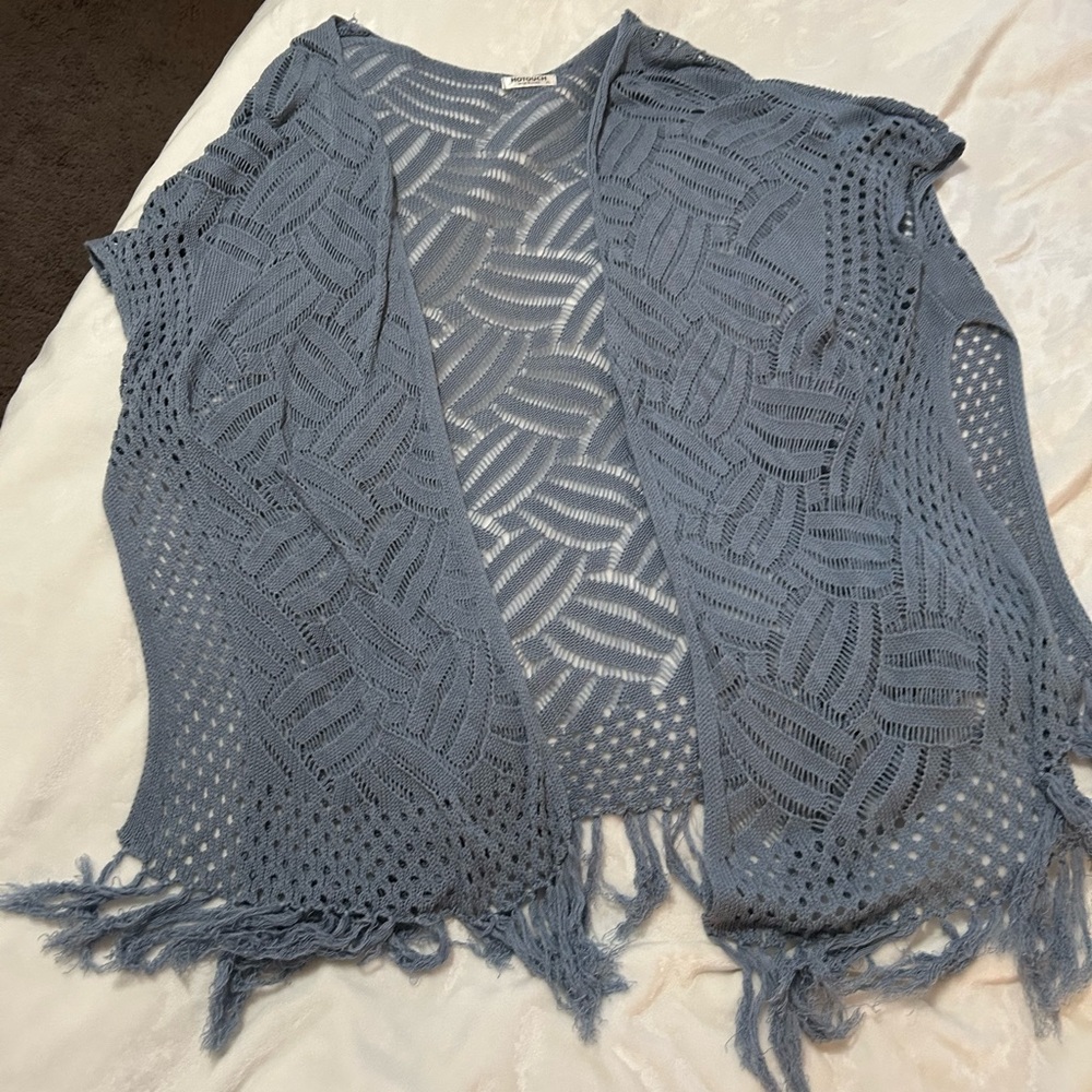 Dusty blue knitted 🧵🧶 cover up